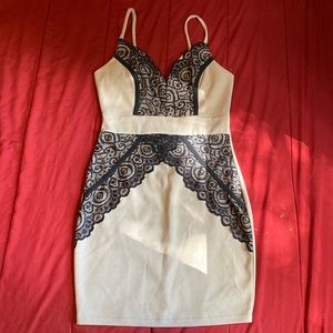 Cream and black mini dress